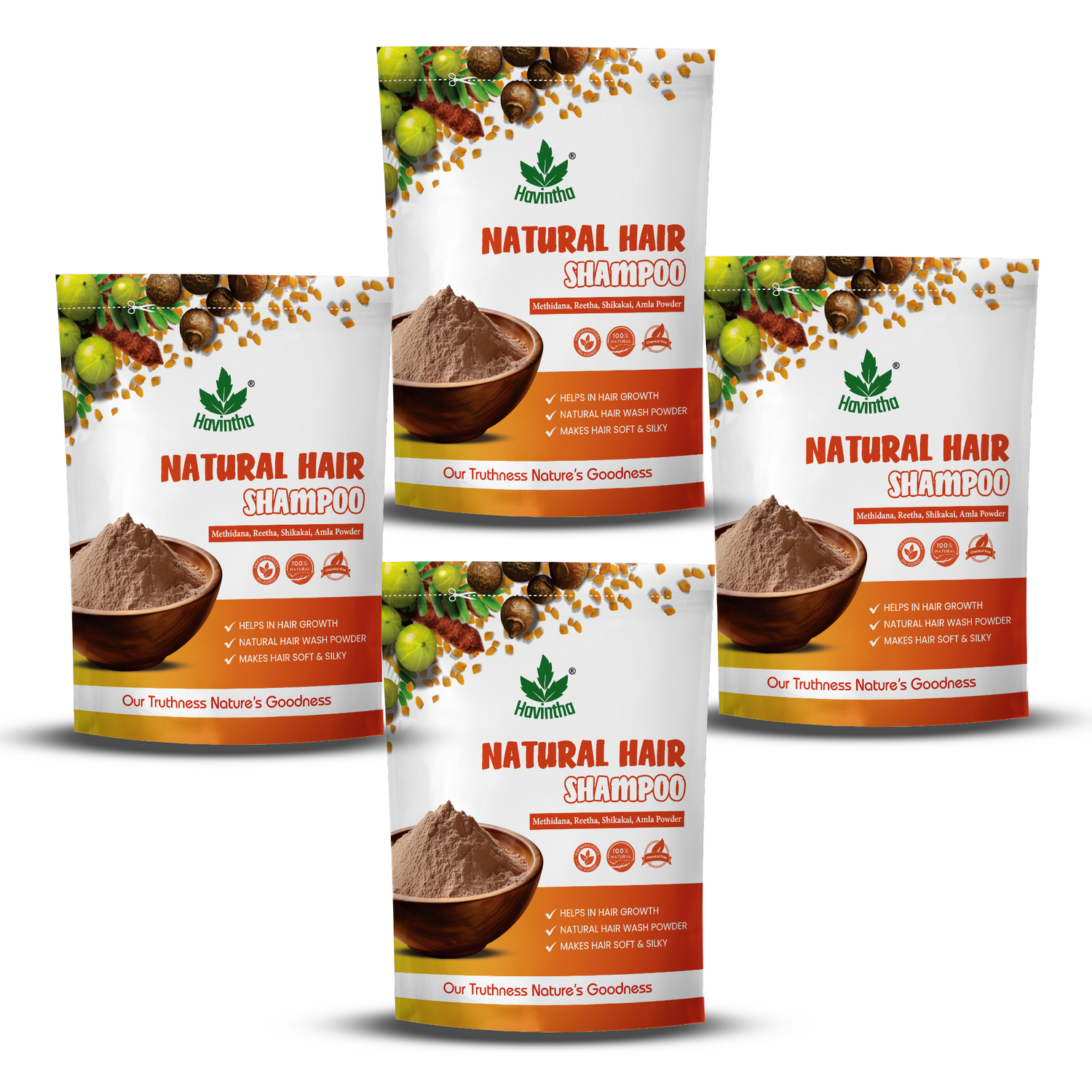 Havintha Natural Hair Shampoo with Amla, Reetha, Shikakai and Methi dana - 8 oz | 0.5 lb | 227 gm