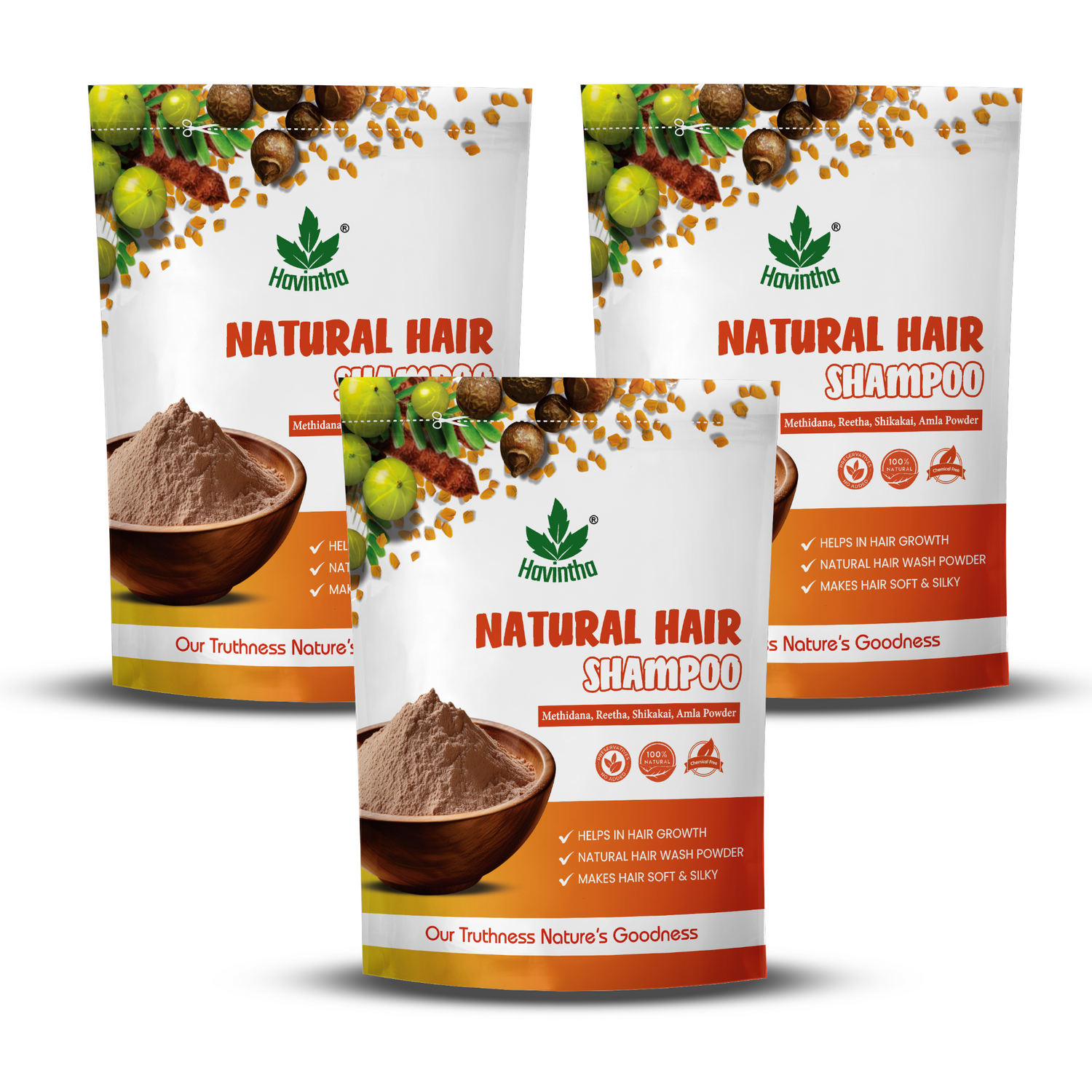 Havintha Natural Hair Shampoo with Amla, Reetha, Shikakai and Methi dana - 8 oz | 0.5 lb | 227 gm