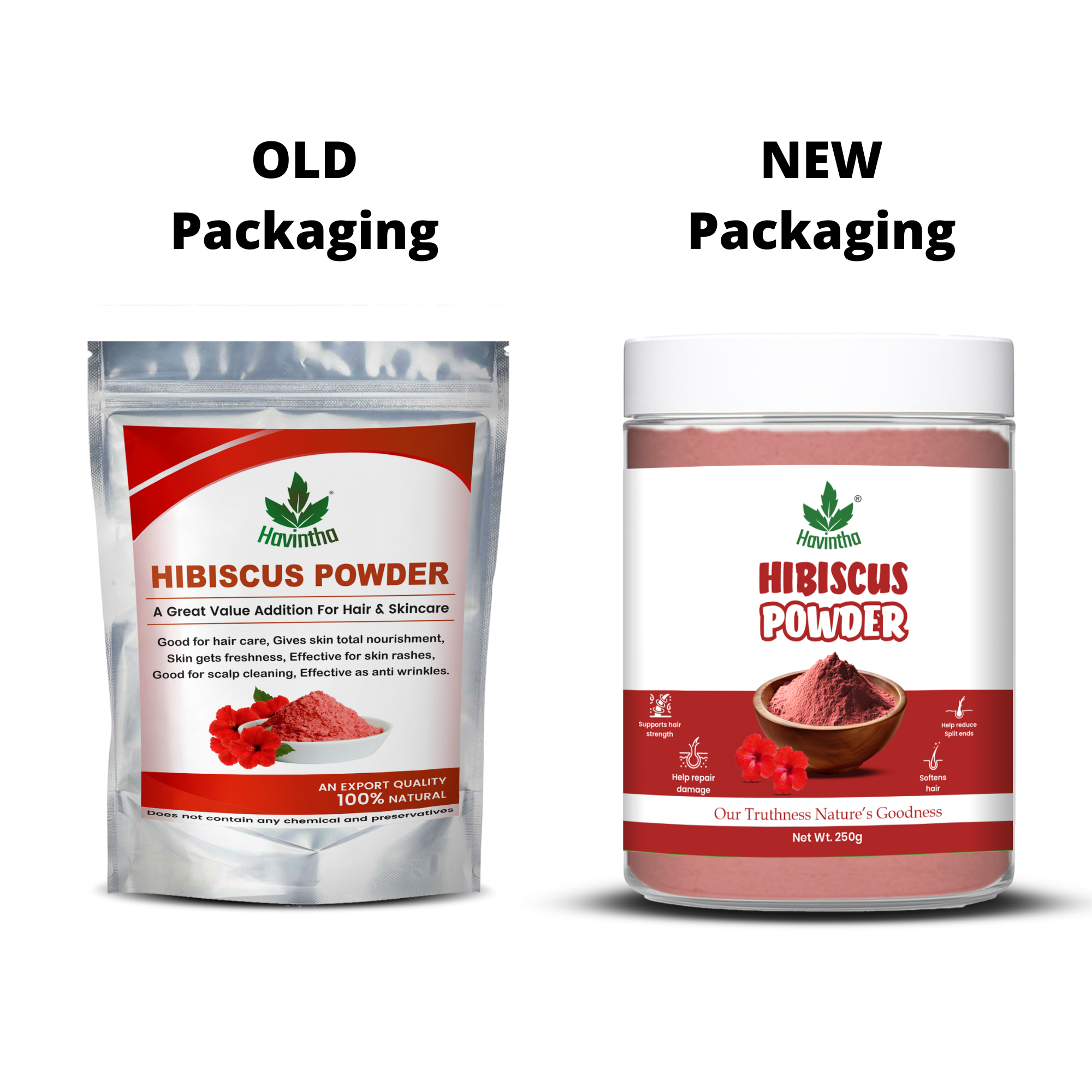 Havintha Natural Hibiscus Powder For Shiny Hair | For Strong Hair | Men &amp; Women - 8.81 oz | 250 Grams (JAR)