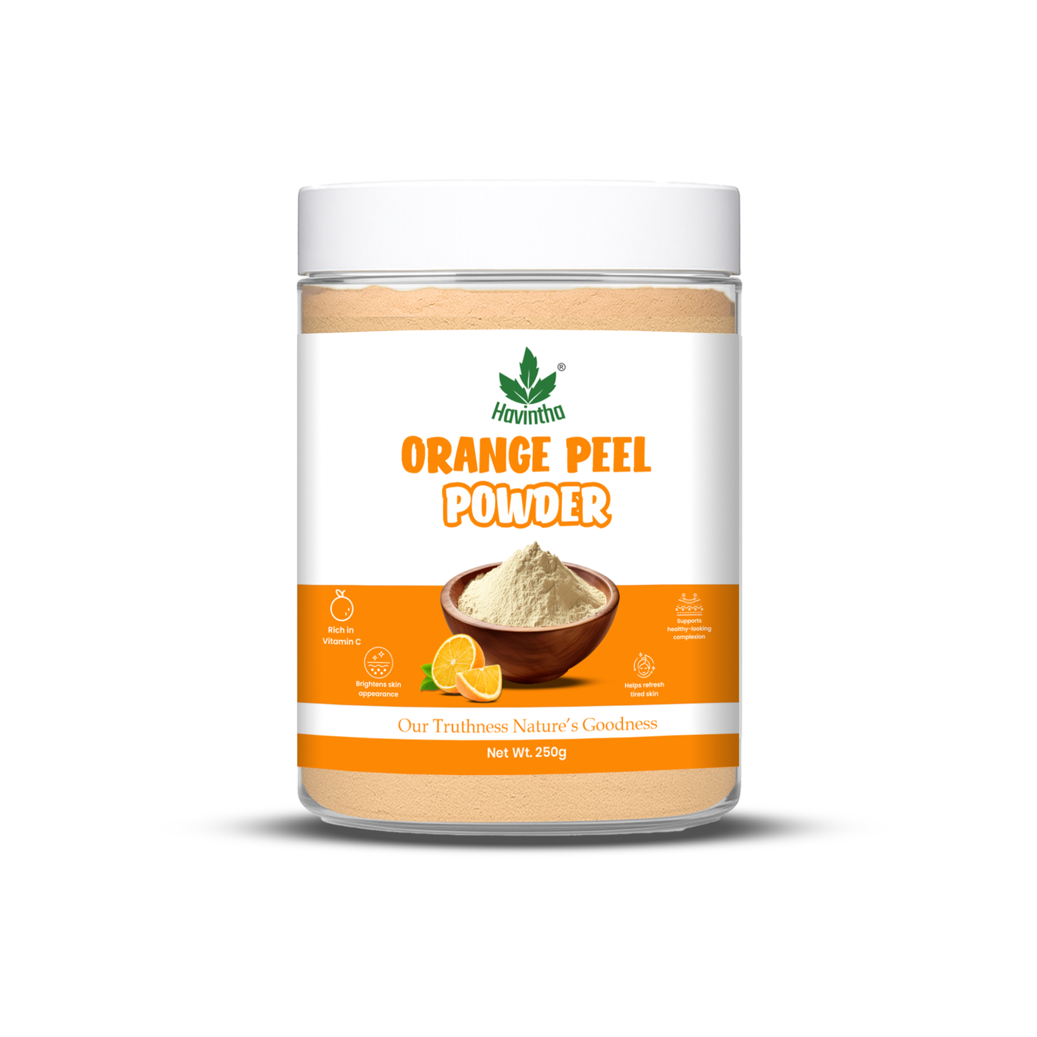 Havintha Natural Orange Peel Powder |For Bright Skin | All Skin type | 8 oz | 250 Grams (JAR)