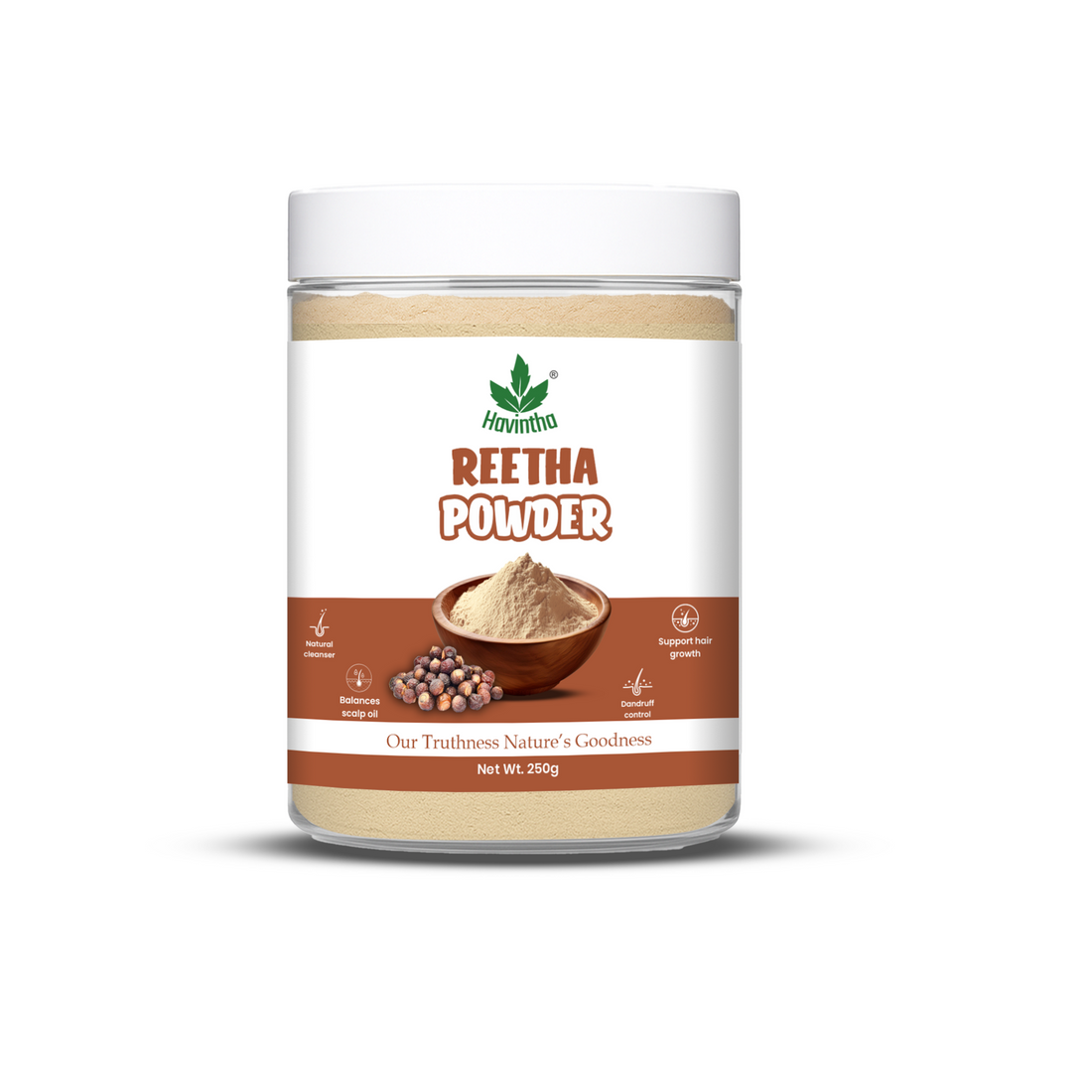 Havintha Natural Reetha Powder For Shiny Hair | Hair Care Powder | 8 oz | 250 Grams (JAR)