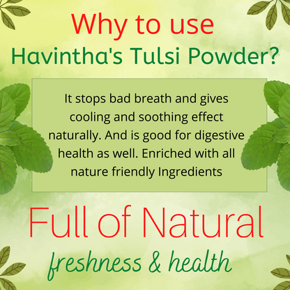 Havintha Tulsi powder for lungs, brain, skin &amp; hair health - Holy Basil - 8 oz | 0.5 lb | 227 gm