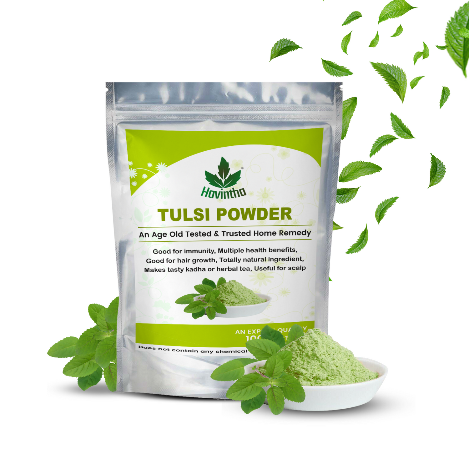 Havintha Tulsi powder for lungs, brain, skin &amp; hair health - Holy Basil - 8 oz | 0.5 lb | 227 gm