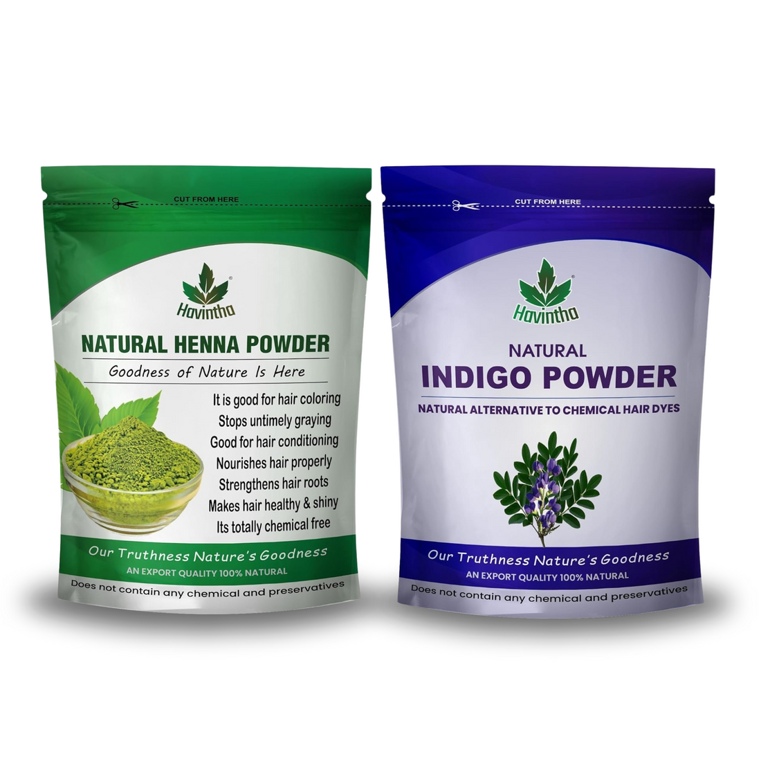 Havintha Natural Indigo Powder and Henna Powder Combo for Black Hair Colour  8 oz (227g+227g)