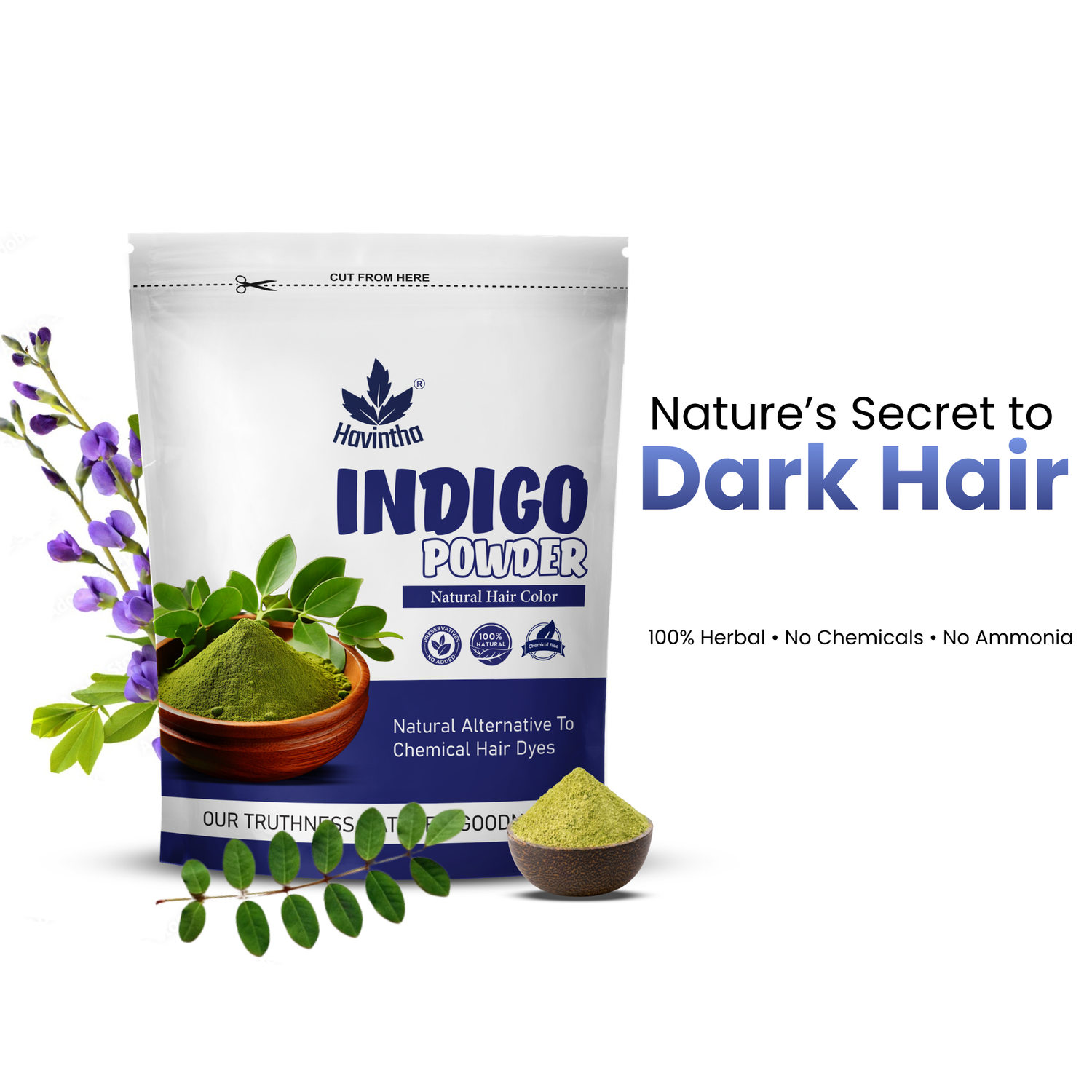 Natural Indigo Powder For Black Hair &amp; Beard - 200 Grams