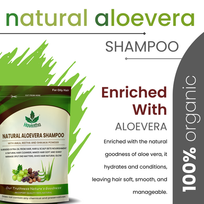 Havintha Natural Amla Reetha Shikakai and Aloevera Powder Shampoo for Oily Hair -  8 oz | 0.5 lb | 227 gm