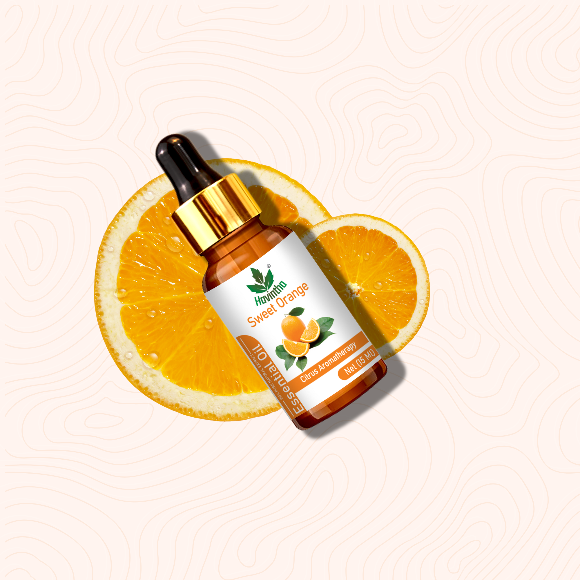 Havintha Orange Essential Oil for Fresh Mood, Dandruff and Acne Solution | 100% Organic - 15 ml.