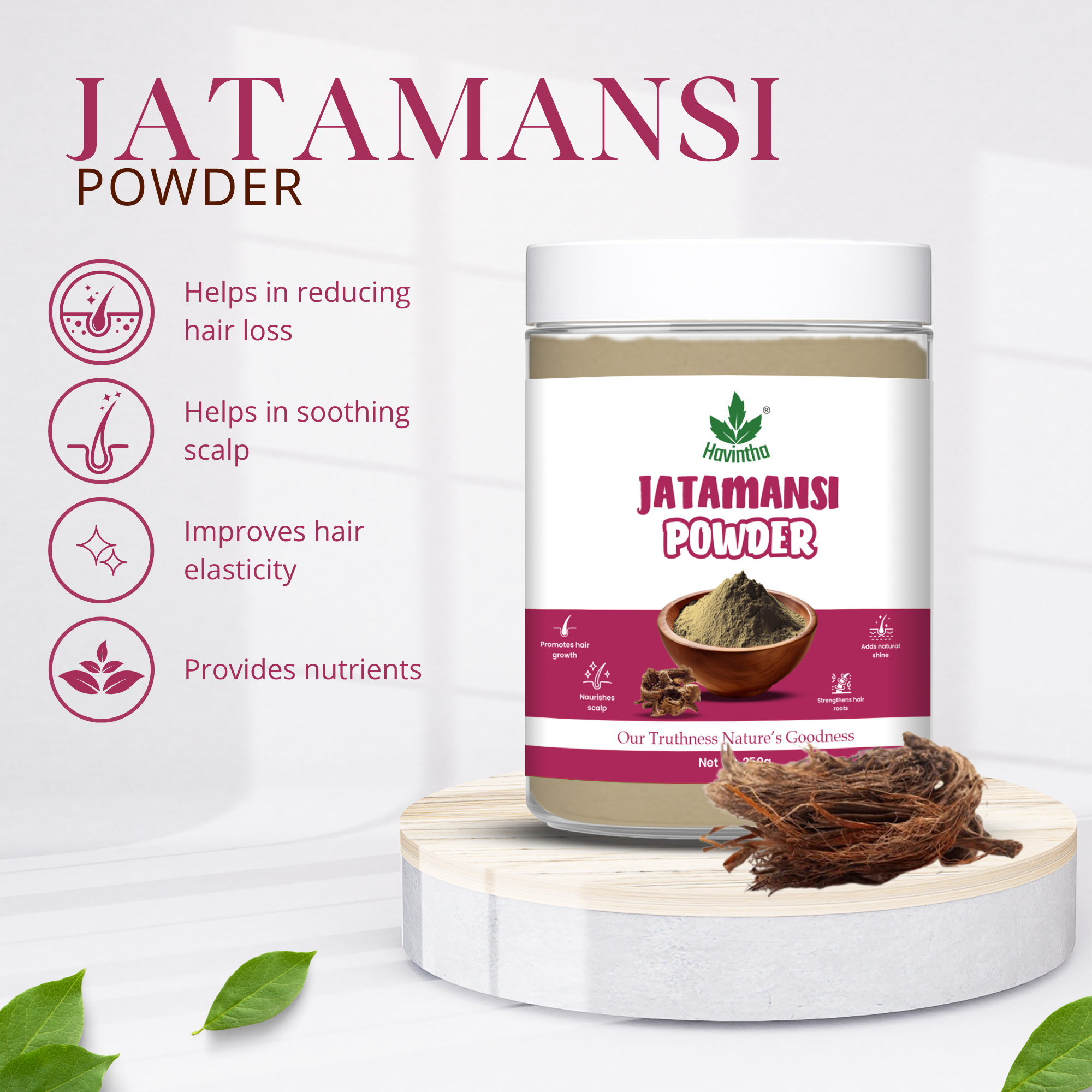 Havintha Natural Jatamansi Powder | For Strong Hair | 8 oz | 250 Grams (JAR)