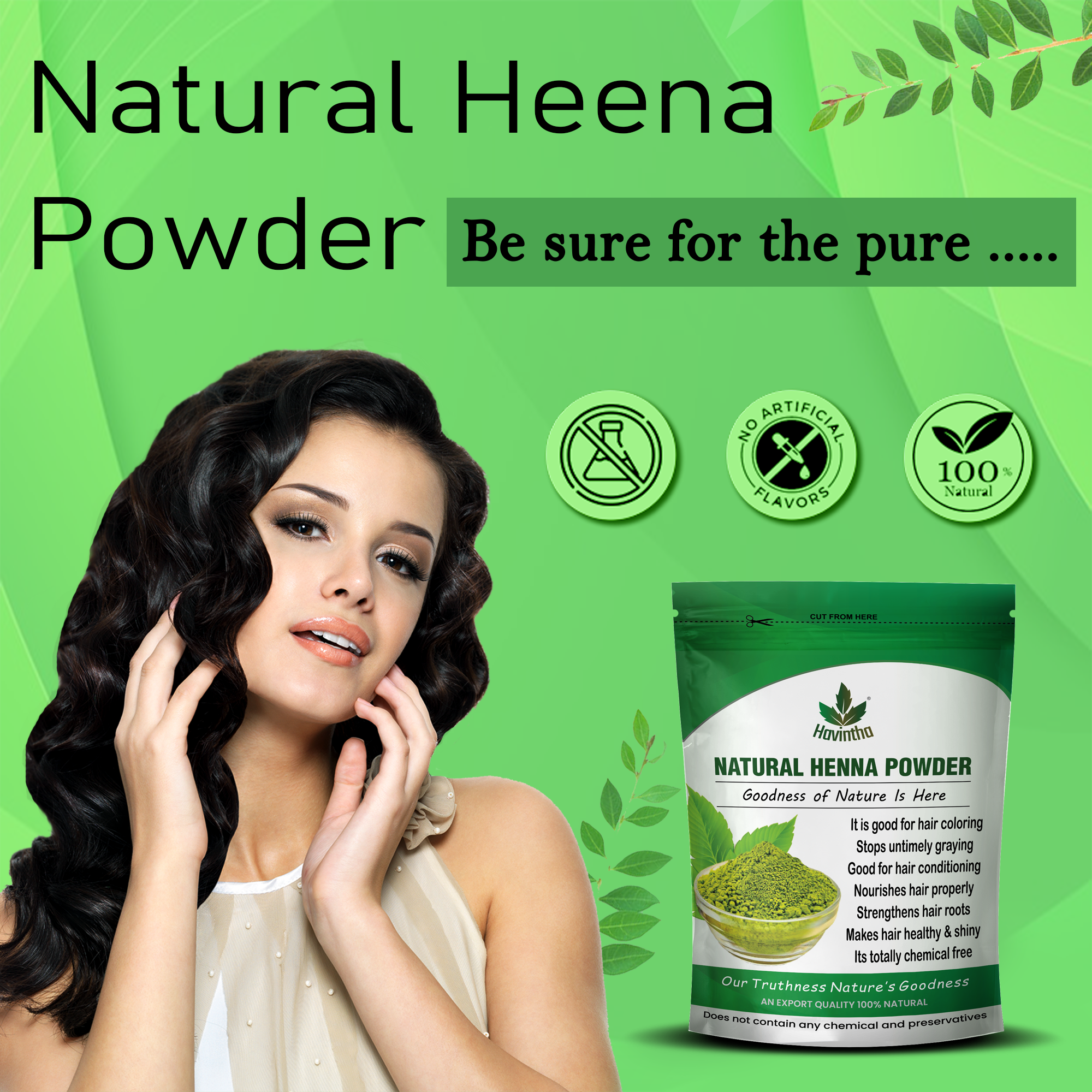 Havintha Natural Lawsonia Inermis Henna Powder for Hair Product - 8 oz | 0.5 lb | 227 gm