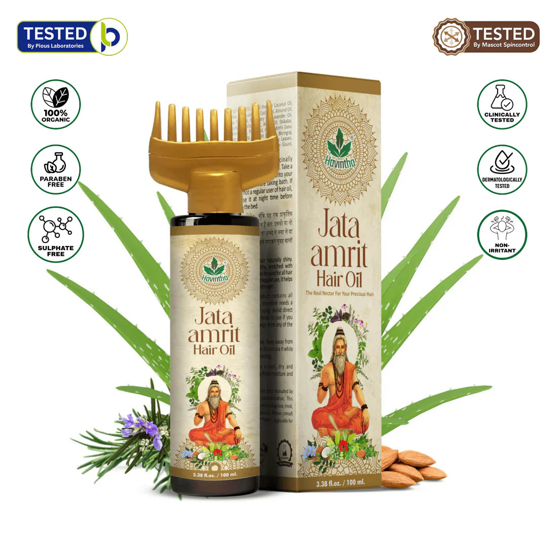 Natural Hair Shampoo (227g | 8 oz) for Scalp Clean &amp; Hair Growth | Jata Amrit Hair Oil (100ml | 3 oz) for Nourishment &amp; Shine | For Men &amp; Women