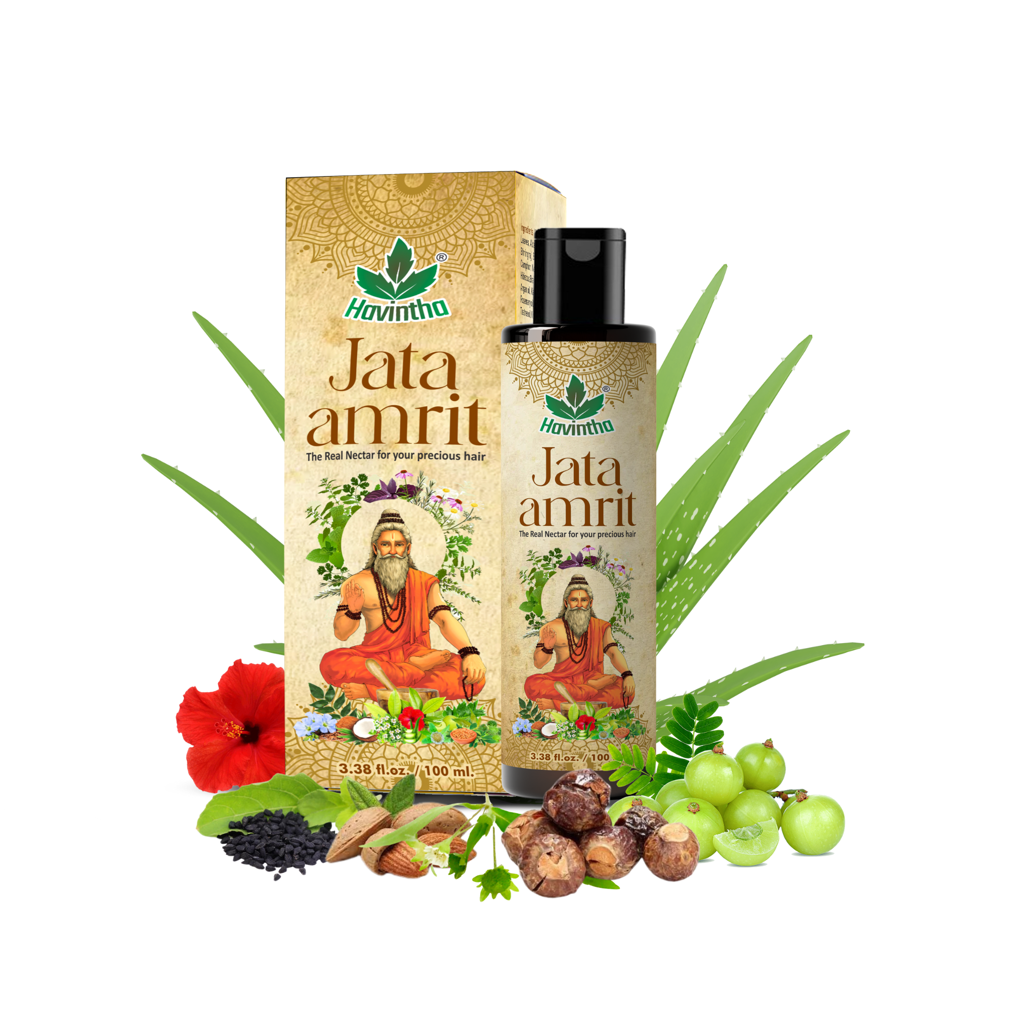 Havintha Jata Amrit Hair Oil For hair growth| Handmade herbal hair oil| Long &amp; Shiny hair| With Lavender, Castor, Tea tree and Rosemary oil | 3 oz | 100 ML