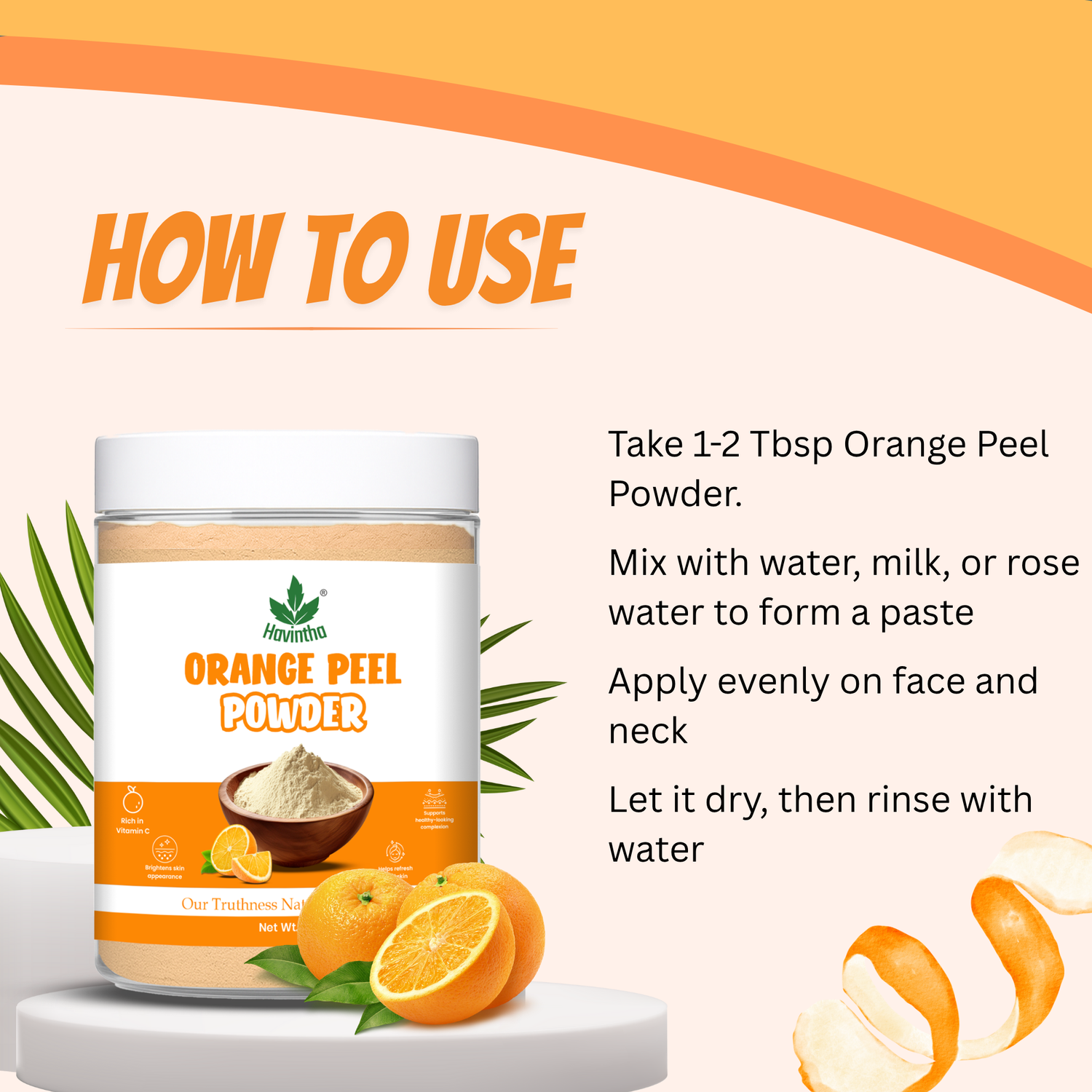 Havintha Natural Orange Peel Powder |For Bright Skin | All Skin type | 8 oz | 250 Grams (JAR)