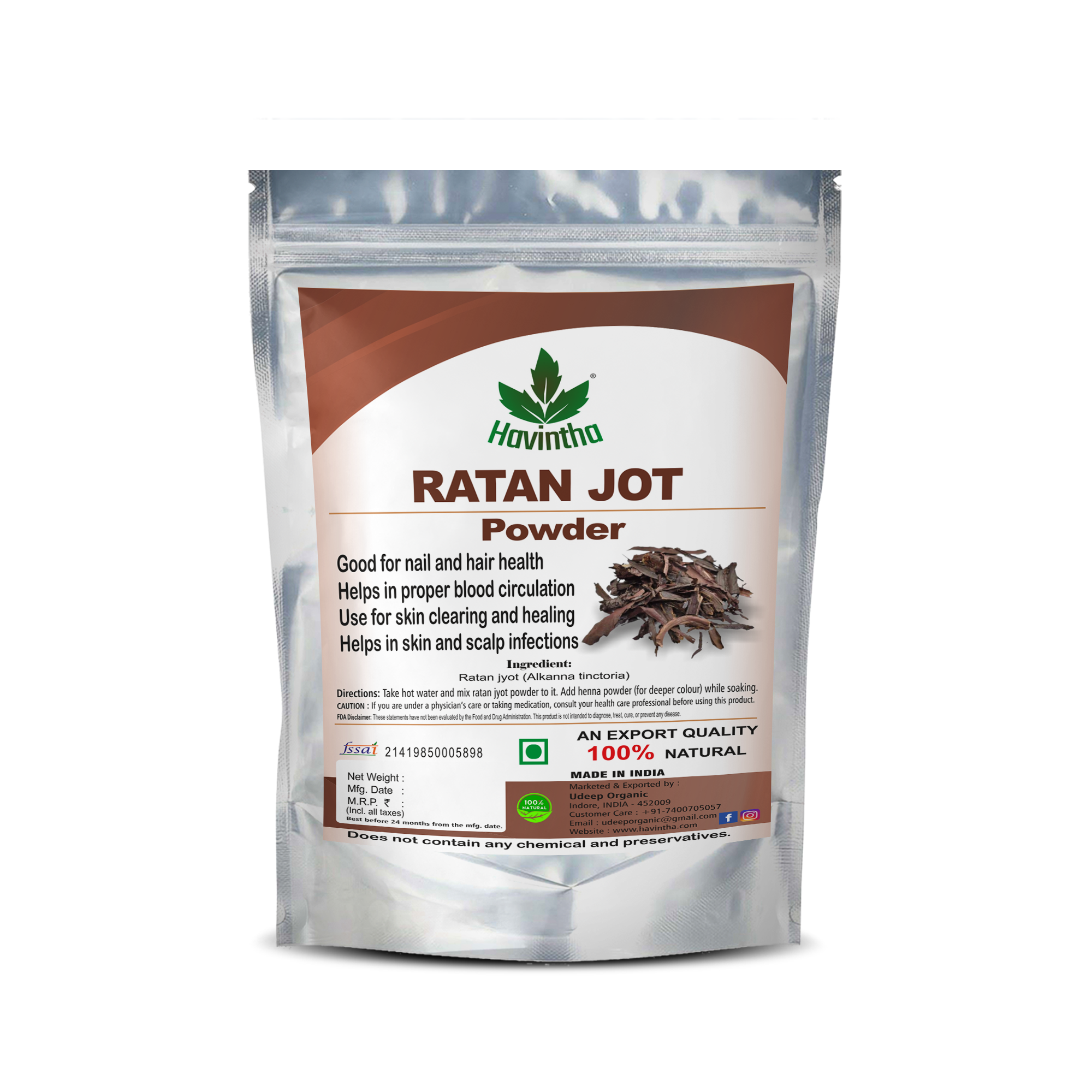 Havintha Ratanjot Powder (Root) Use for Hair Fall, Hair Growth, Skin Burns - 3.5 oz | 0.2 lb | 100 gm