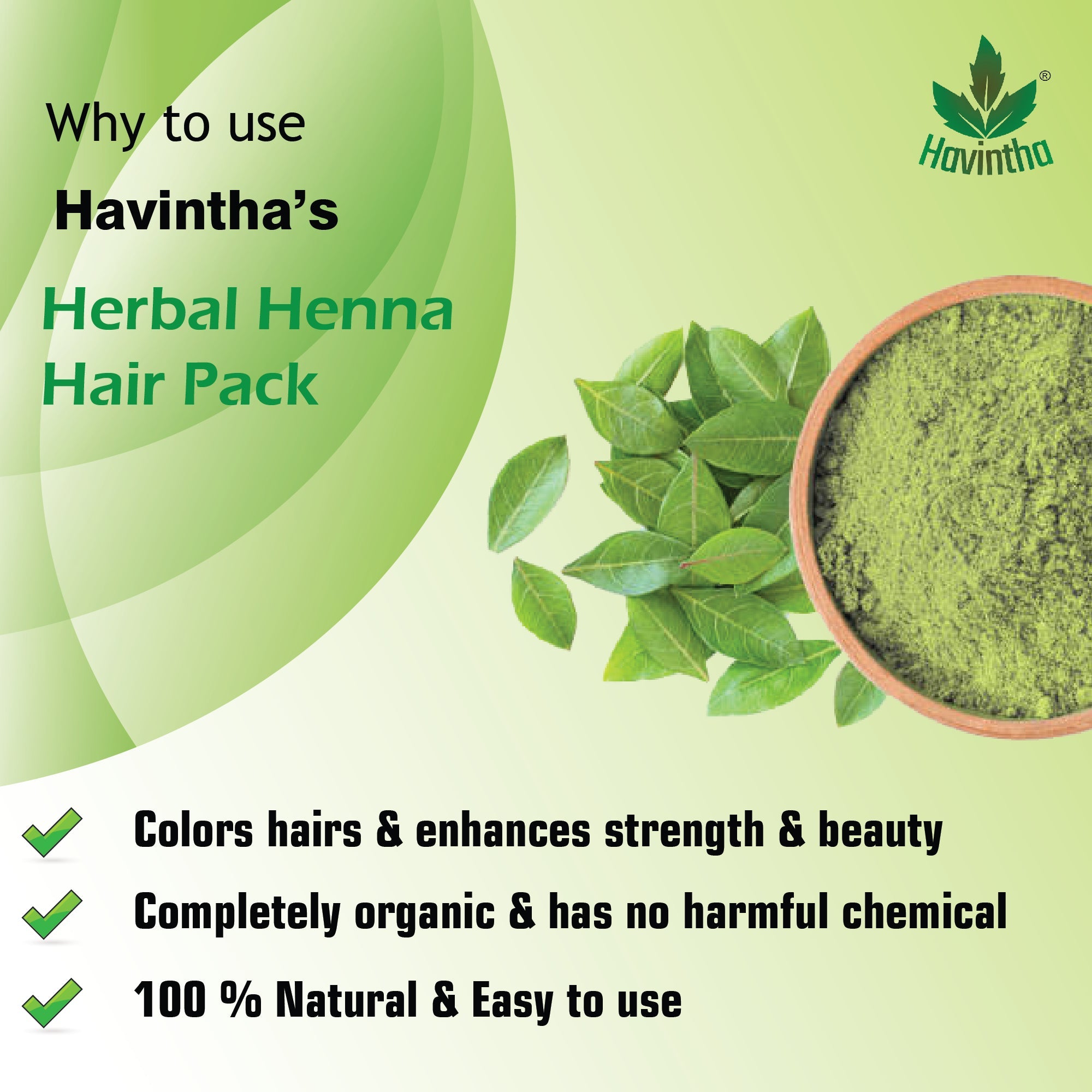 Havintha Natural Herbal Henna Hair Pack 11 Herbs Mix Mehandi Powder - 8 oz | 0.5 lb | 227 gm