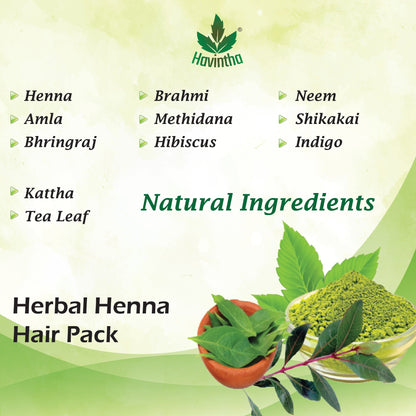 Havintha Natural Herbal Henna Hair Pack 11 Herbs Mix Mehandi Powder - 8 oz | 0.5 lb | 227 gm