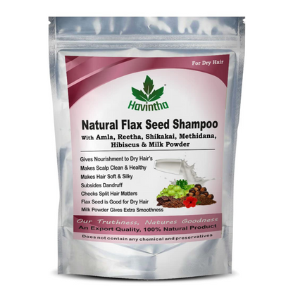 Havintha Natural Flaxseed Shampoo with Amla Reetha Shikakai Methidana Hibiscus and Milk Powder for Dry Hair - 8 oz | 0.5 lb | 227 gm