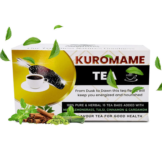 Havintha Natural Kuromame Tea added with Mint, Lemongrass, Tulsi, Cinnamon & Cardamom | Herbal Tea - 16 Tea Bags | Organic Black Tea