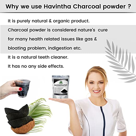 Havintha 100% Natural Activated Charcoal Powder for Skin, Face Pack, Removes Dead Skin and Natural Detoxifier for Your Body - 3.5oz | 0.2lb | 100g