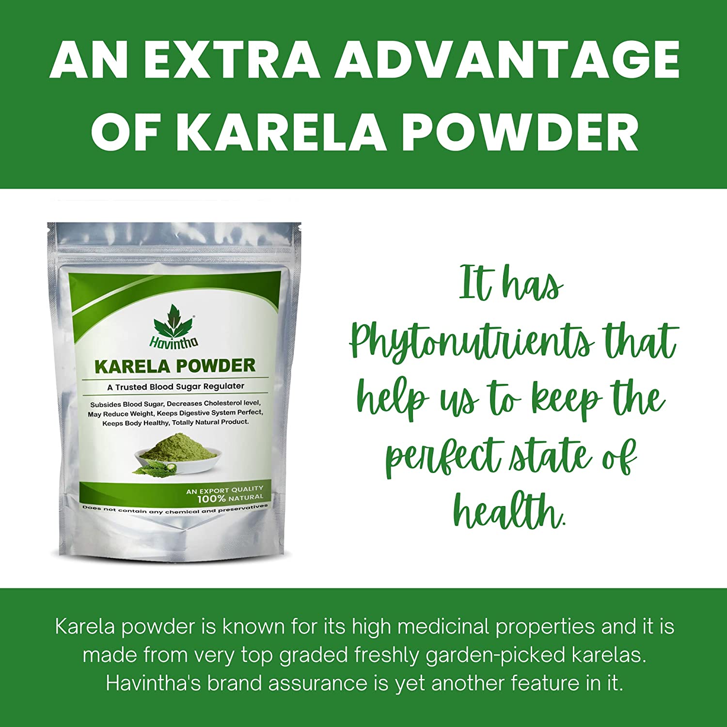 Havintha Natural Karela Powder - High in Vitamins, Minerals &amp; Antioxidants - 8 oz | 0.5 lb | 227 gm