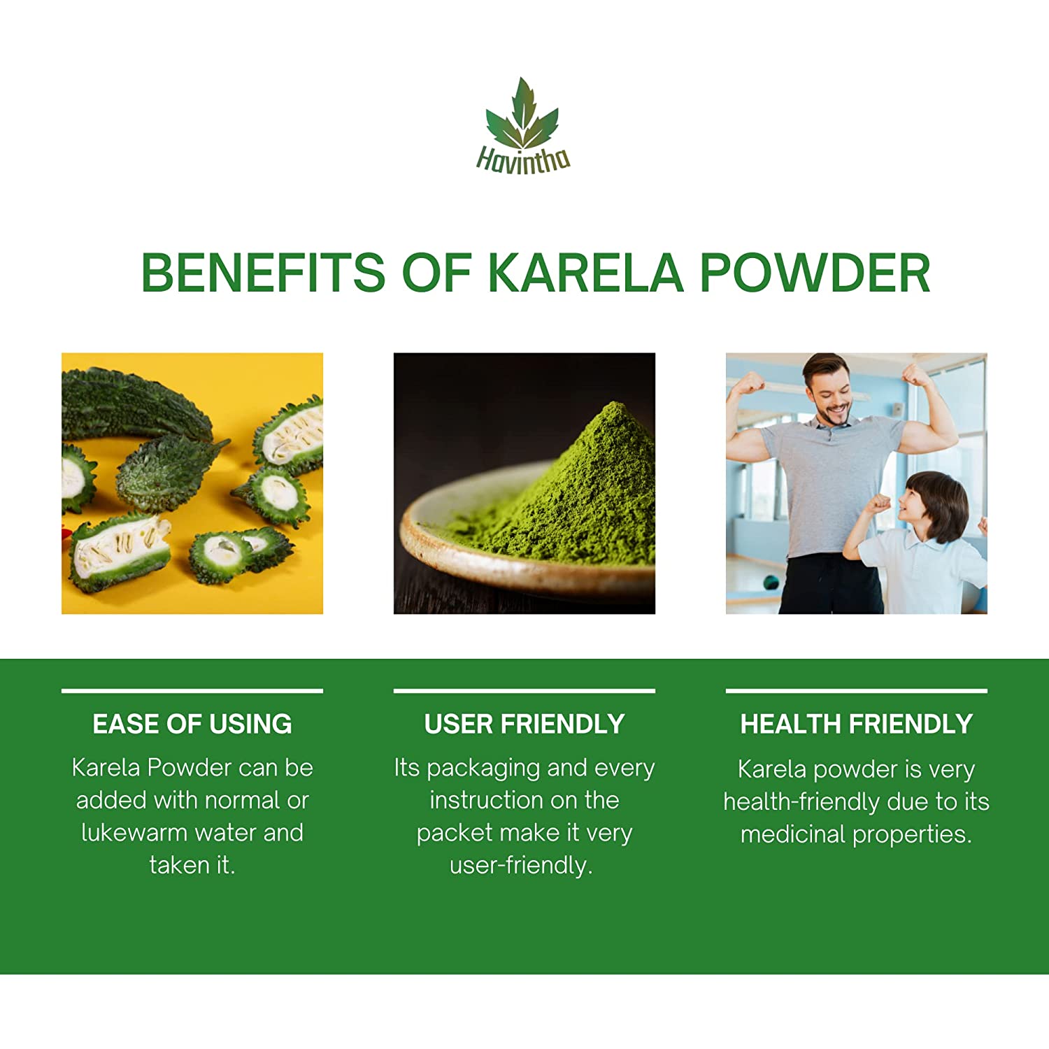 Havintha Natural Karela Powder - High in Vitamins, Minerals &amp; Antioxidants - 8 oz | 0.5 lb | 227 gm