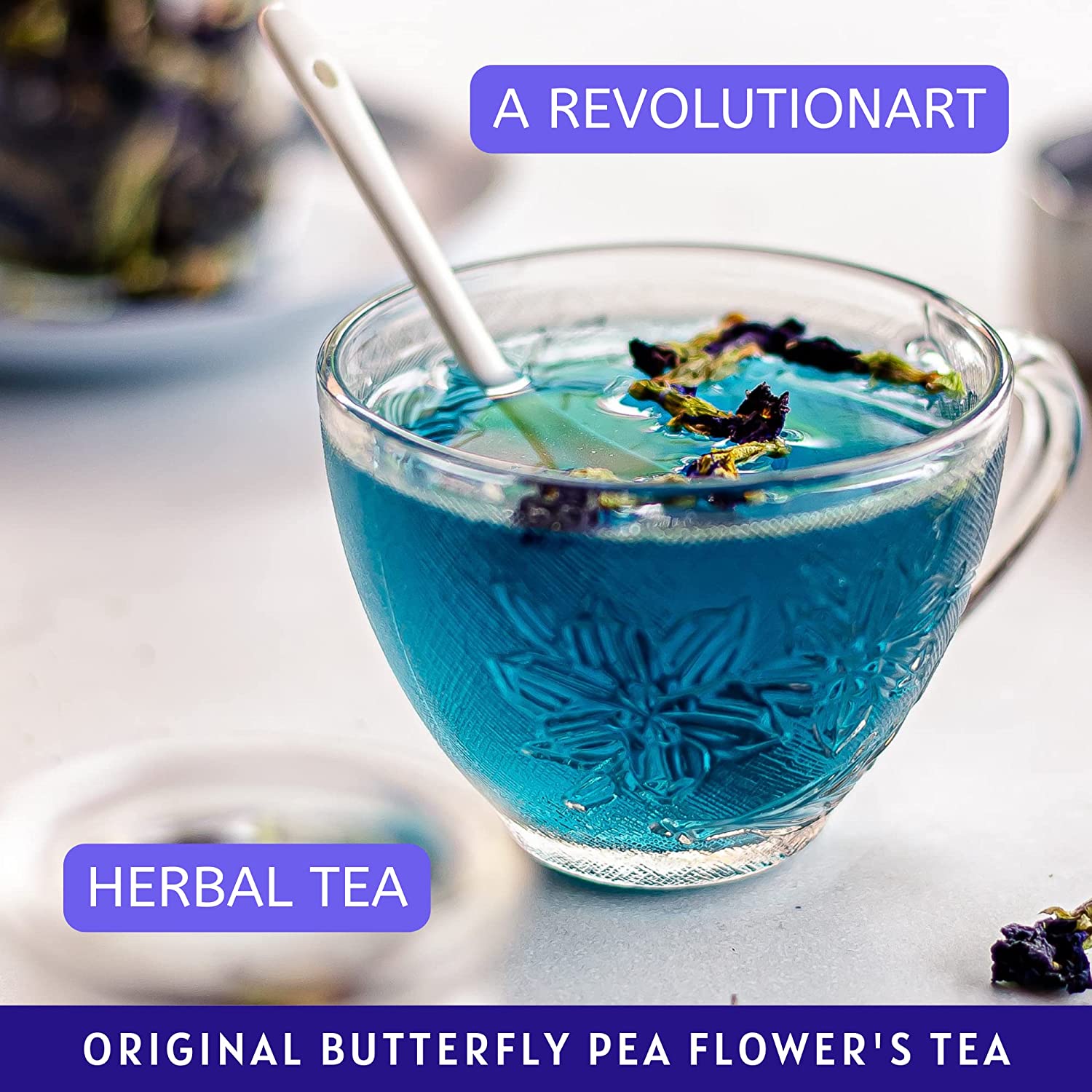 Havintha Natural Butterfly Pea Tea | Hot, Iced Butterfly Pea Flower Herbal Tea | Supports Skin &amp; Hair Health - Vegan - Caffeine Free - 1.7 oz | 0.1 lb | 50 gm (100 Cups)