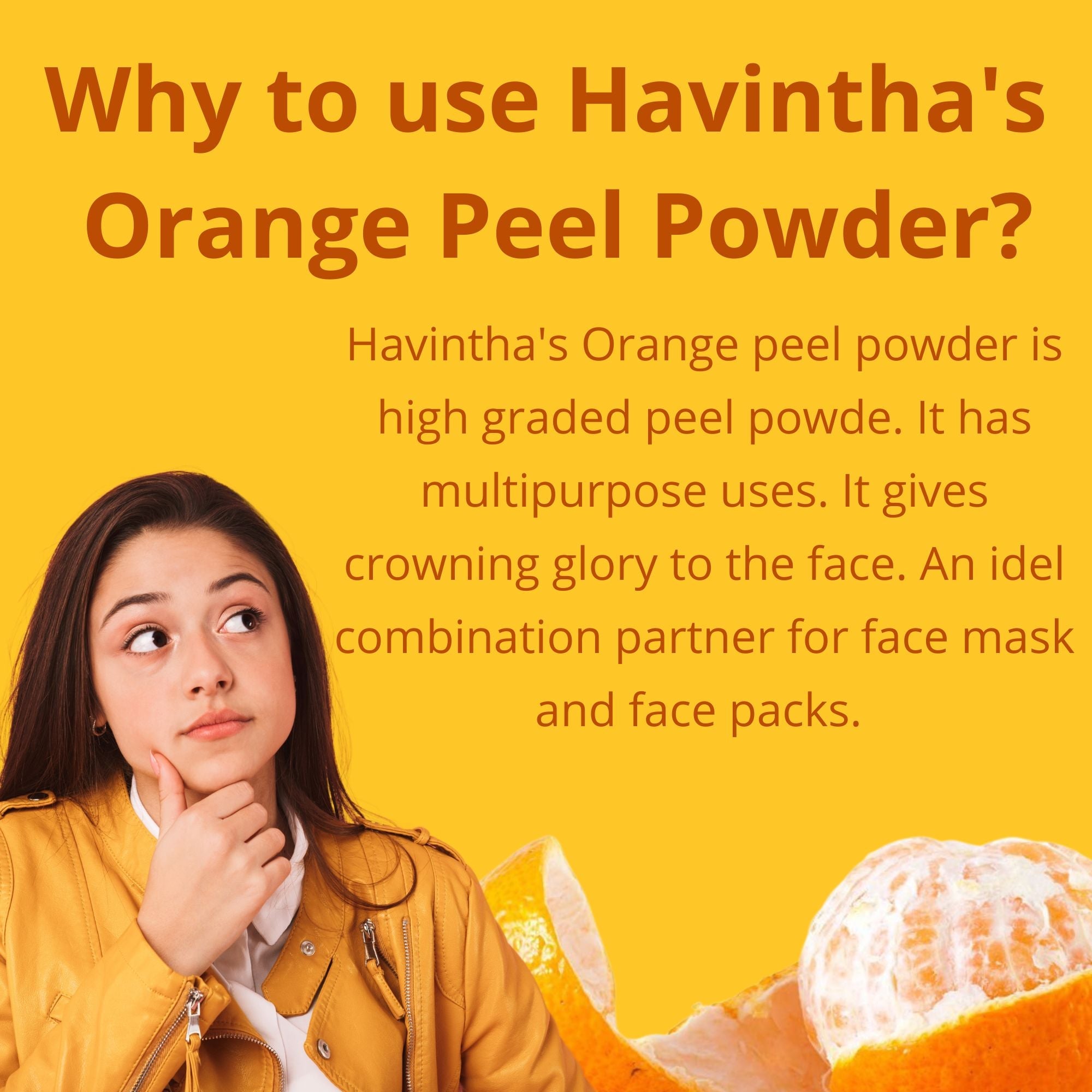 Havintha Orange Peel Powder for Face Whitening, Citrus Aurantium (Santra Chilka) Pure - 8 oz | 0.5 lb | 227 gm