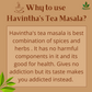Havintha Natural Tea Masala Powder - 3.5 oz | 0.2 lb | 100 gm