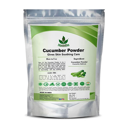 Havintha Natural Cucumber Powder for Skin Care, Health Care | Face Pack for Glowing Skin, Face Cleanser - 3.5 oz | 0.2 lb | 100 gm