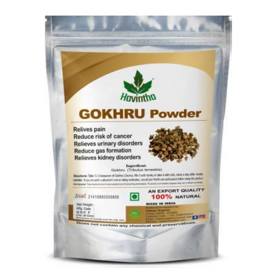Havintha Natural Gokhru Powder (Tribulus Terrestris) for Relives Pain - Gokshura Churna - 3.5 oz | 0.2 lb | 100 gm