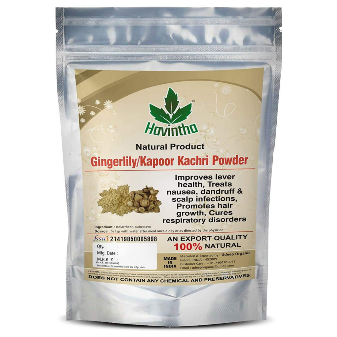 Havintha Kapoor kachri powder for dandruff &amp; scalp hair growth - 8 oz | 0.5 lb | 227 gm