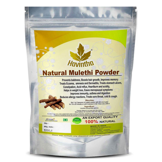 Havintha Mulethi (Licorice) Powder for Cough, Cold, Skin whitening, Hair - 8 oz | 0.5 lb | 227 gm